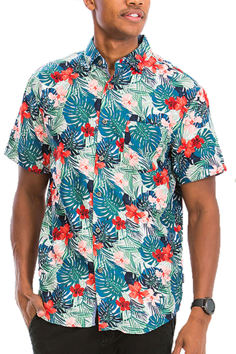 WEIV - Digital Print Hawaiian Short Sleeve Shirt -