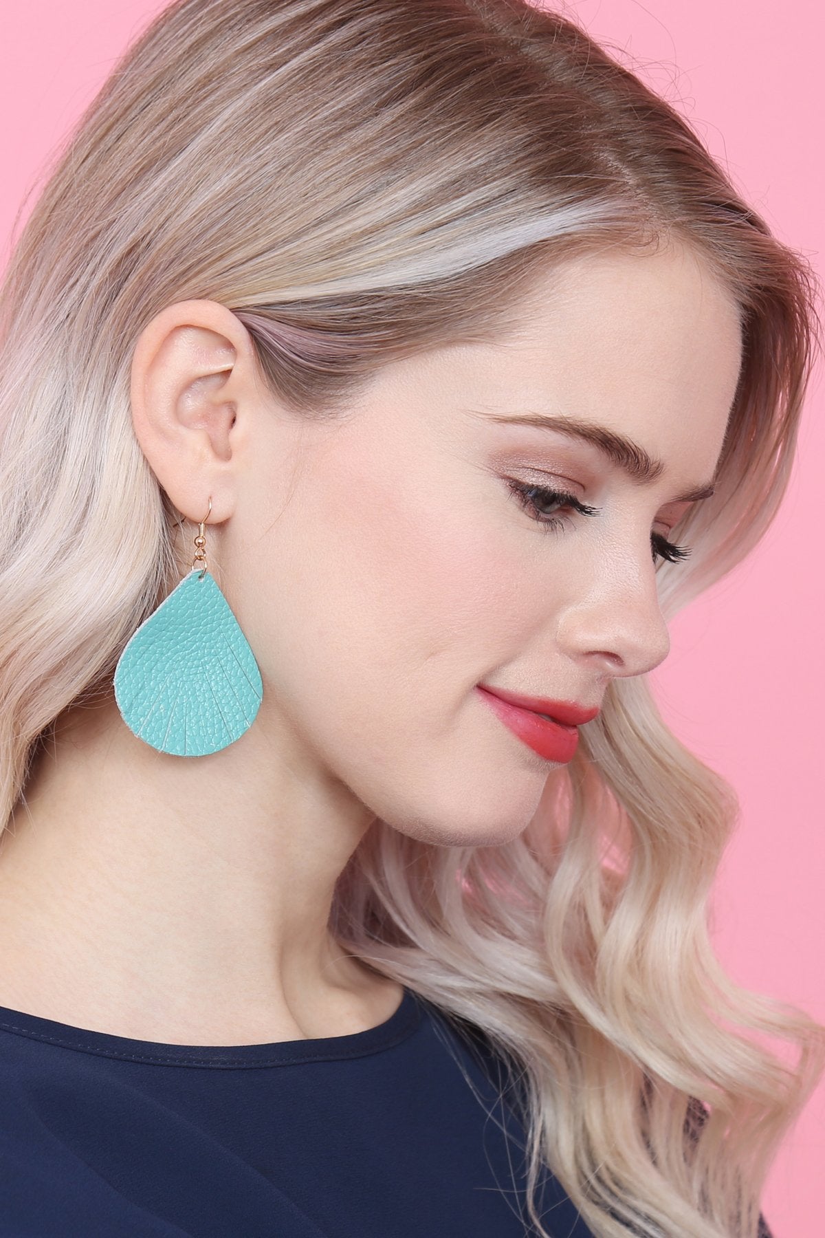 Fringed Pear Shaped Leather Earrings - 10 COLORS