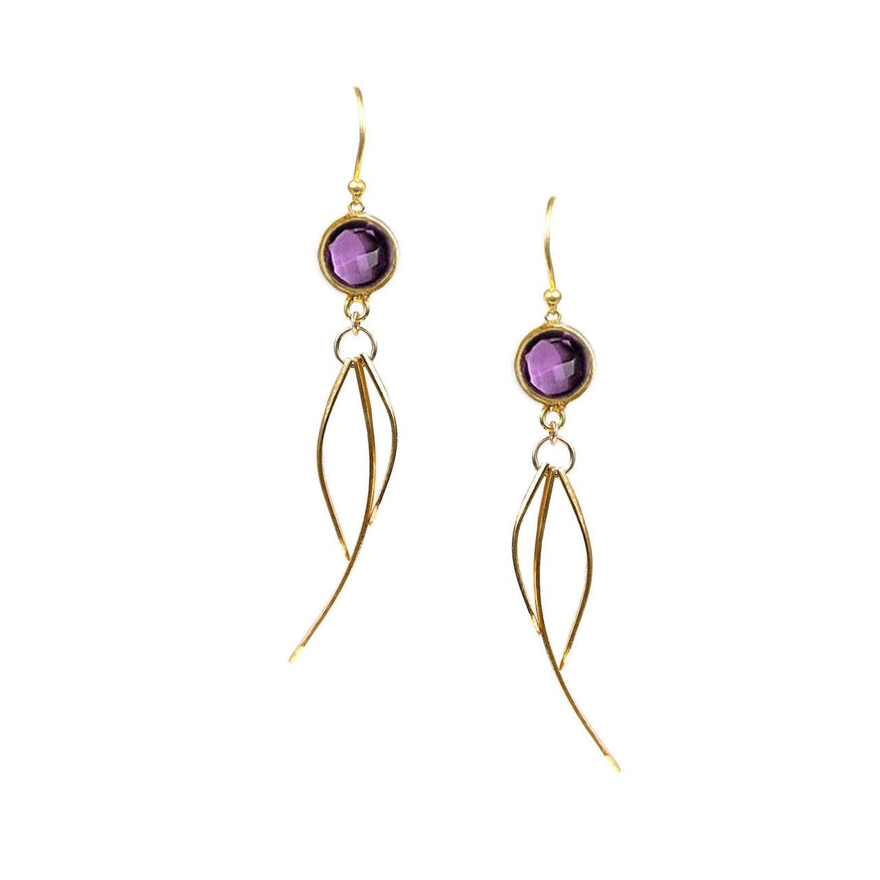 Gena Myint - Amethyst Dangle Earrings -