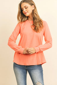 Thumbnail for Riah Fashion - Long Sleeve Round Neck Solid Top - 17 COLORS -