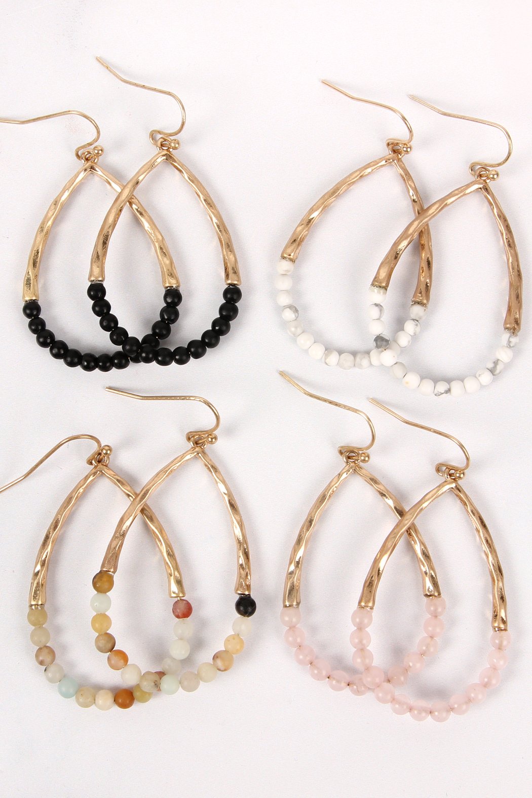 Riah Fashion - Semi Precious Pear Shape Earrings - 9 COLORS -