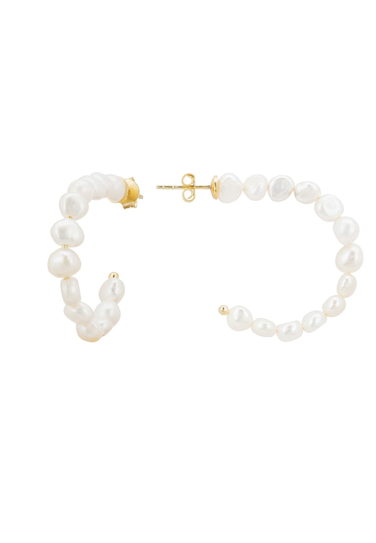 LATELITA - Pearl Beaded Hoop Earrings Gold -