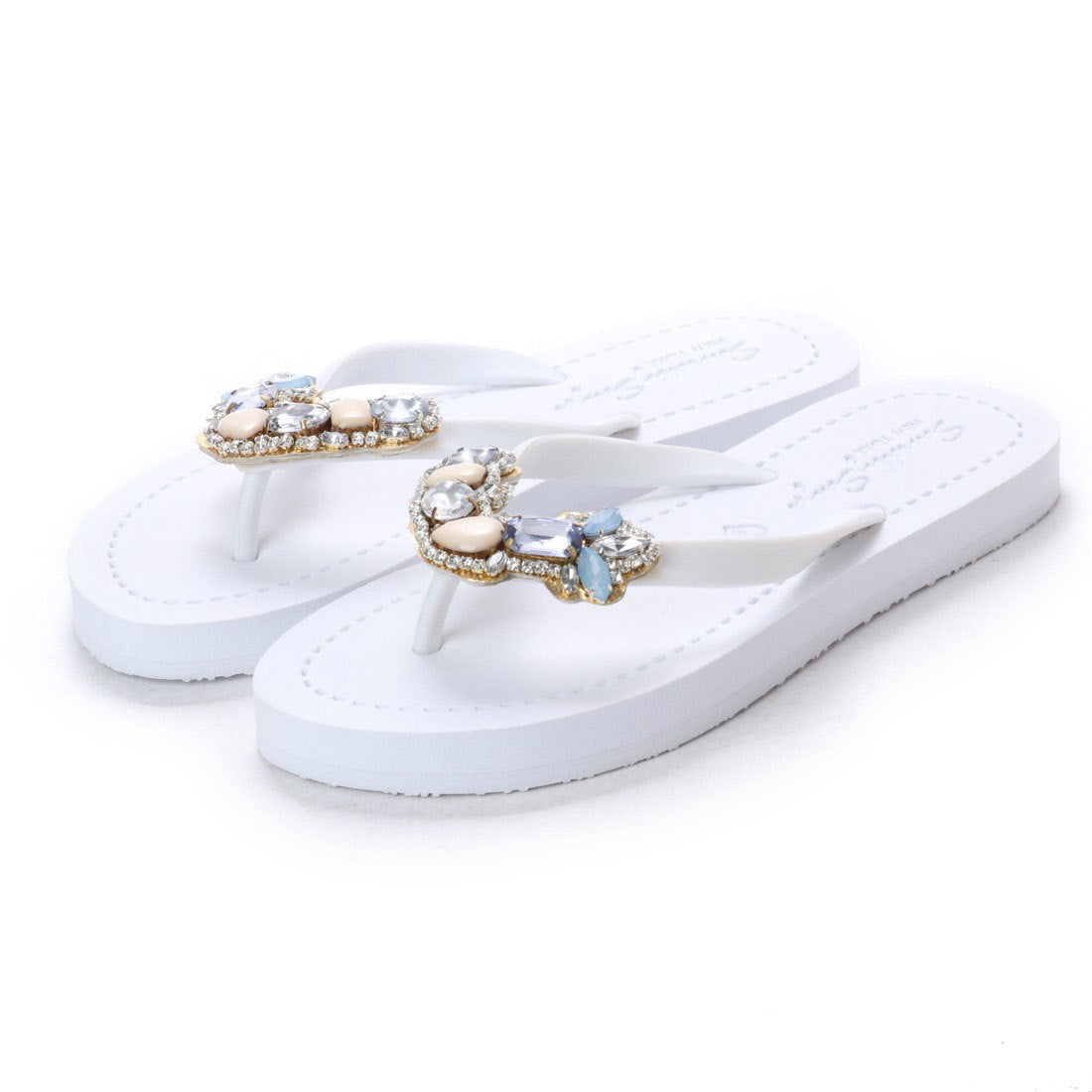 SAND BY SAYA N.Y. - Blue York - Rhinestone Flat Flip Flops Sandal - 5 COLORS -