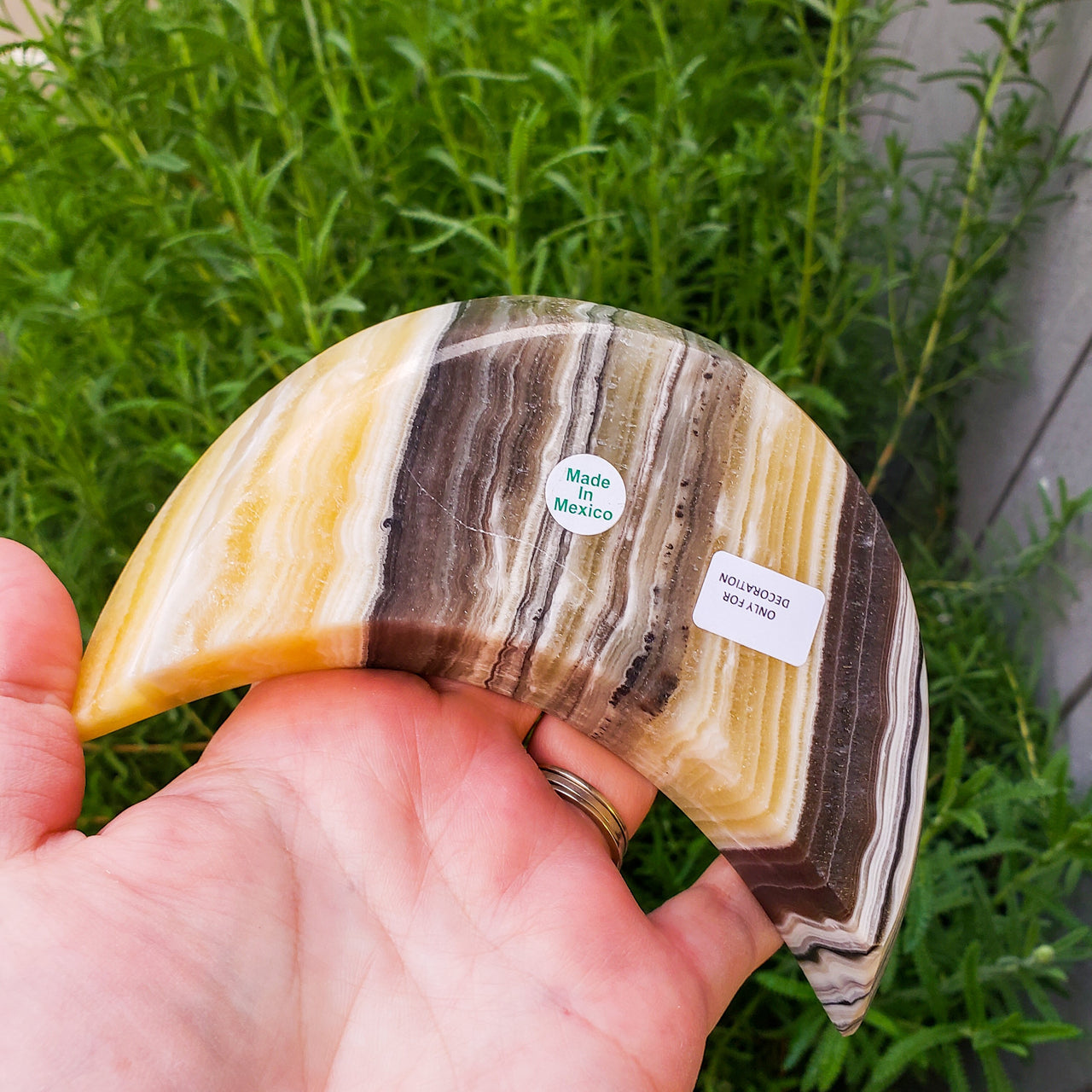 White Quartz - Zebra Onyx Moon Bowl -