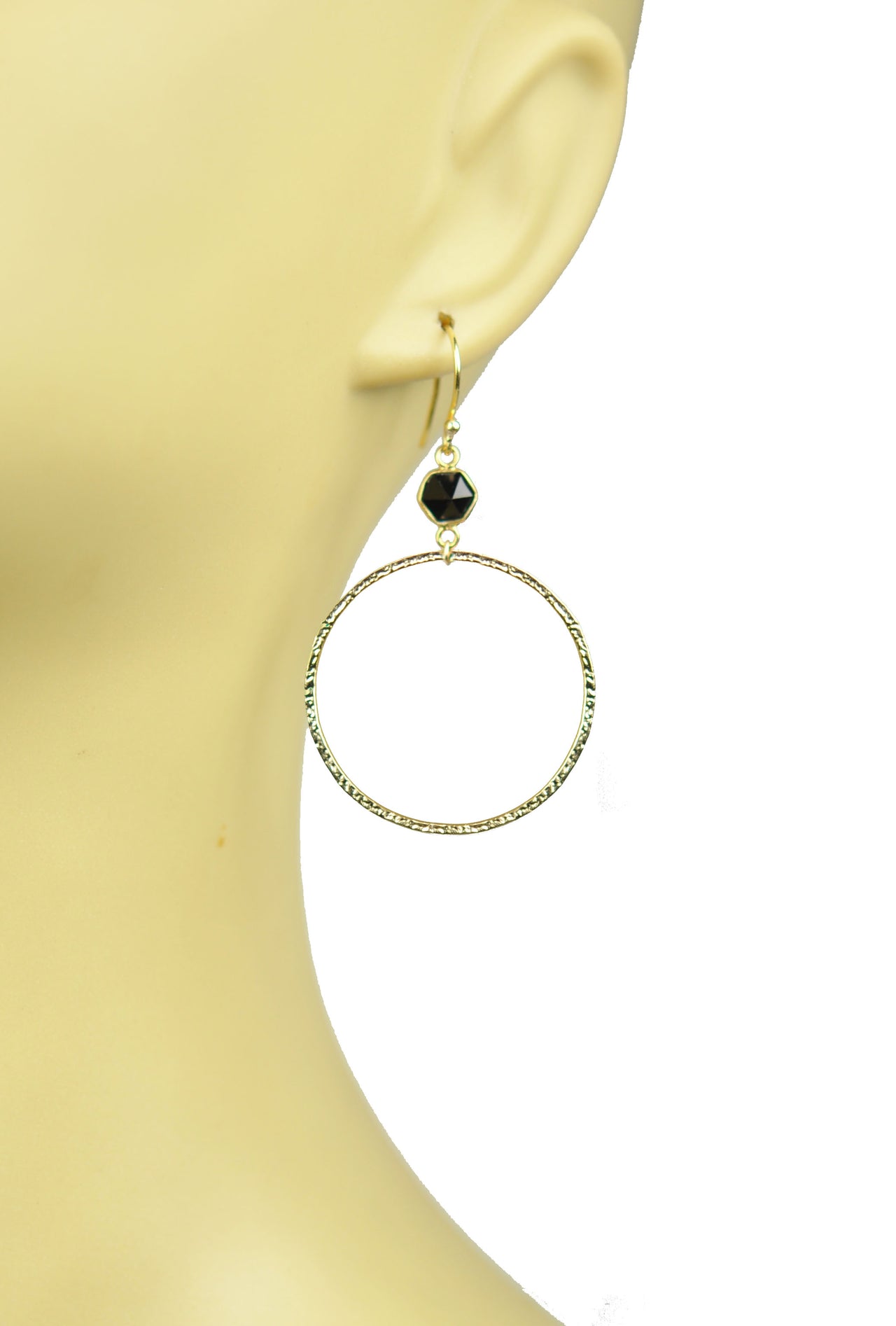 Gena Myint - Black Spinel Bezel Circle Earrings -