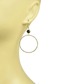 Thumbnail for Gena Myint - Black Spinel Bezel Circle Earrings -