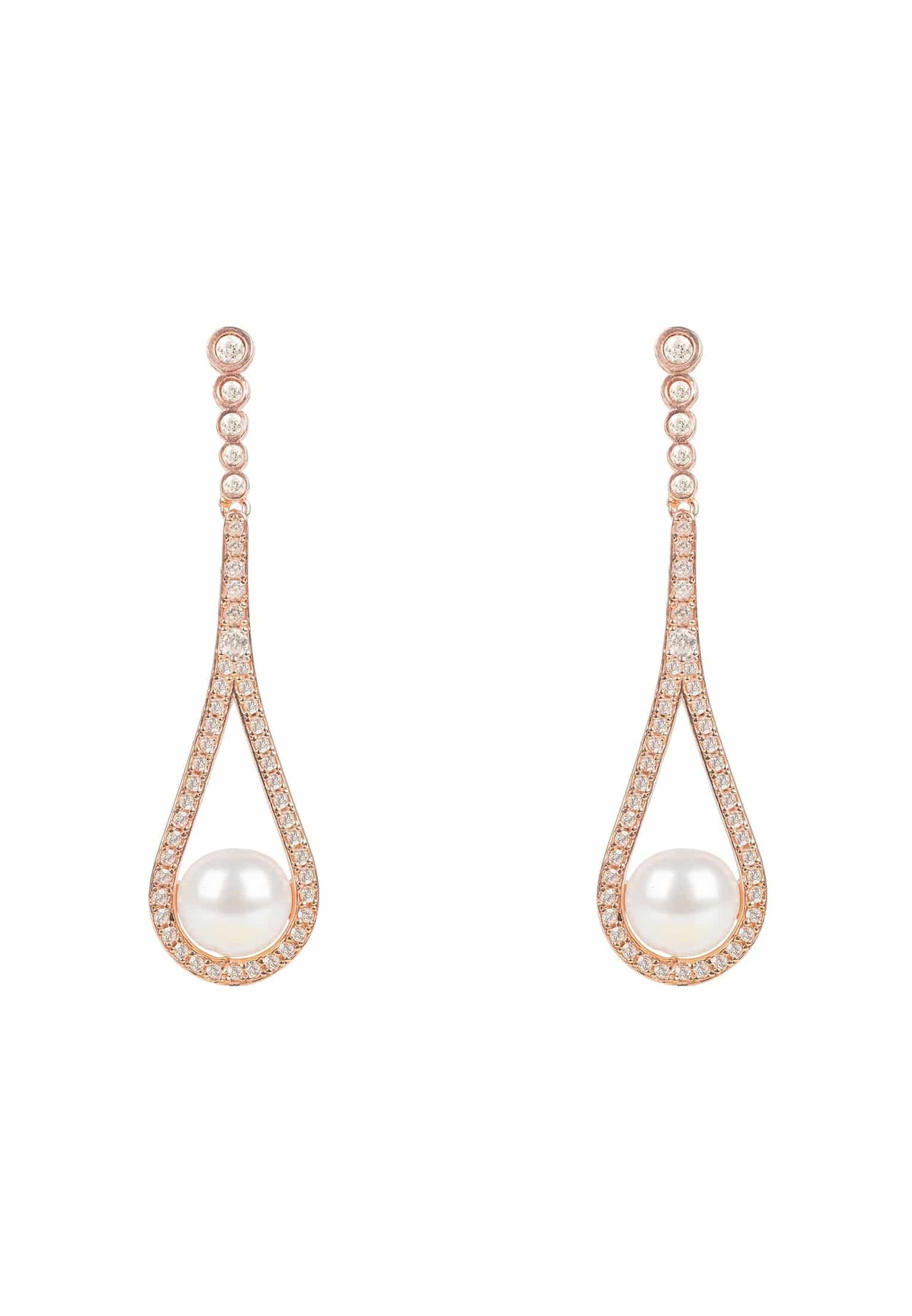 LATELITA - Cradled Pearl Drop Earrings Rosegold -