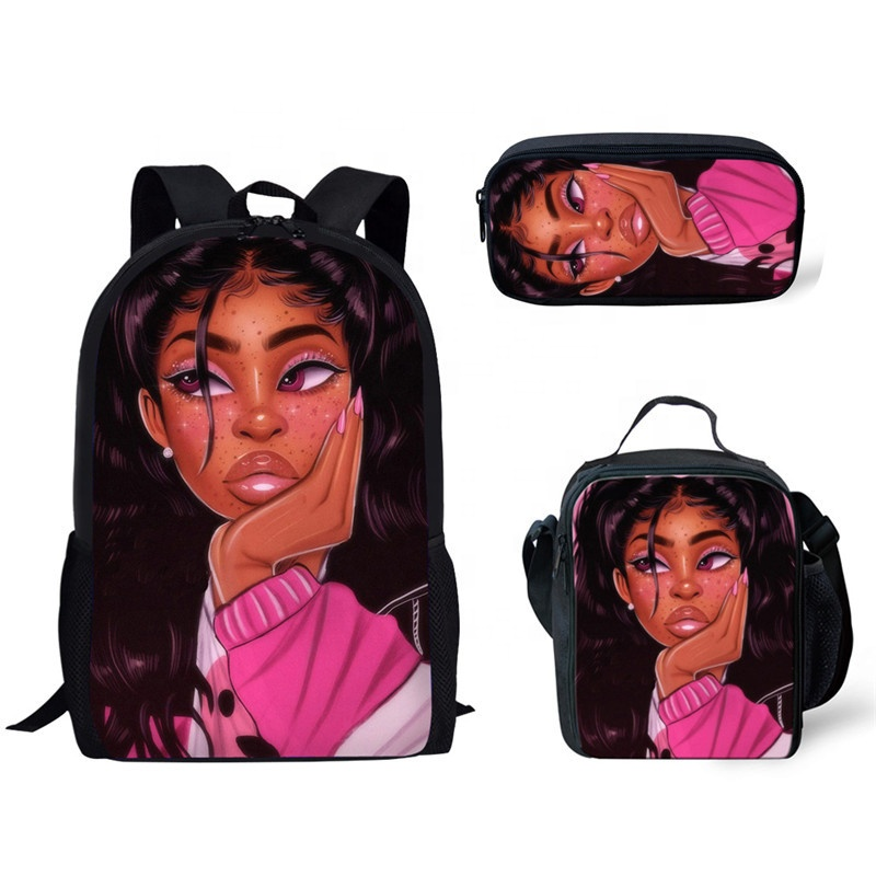 Back to School Backpack - Girl & Bubble gum plus 37 more, different faces - 3Pcs/Set School Bags for Girls - [10-15 DAY DELIVERY] - 38 DIFERRENT FACES -