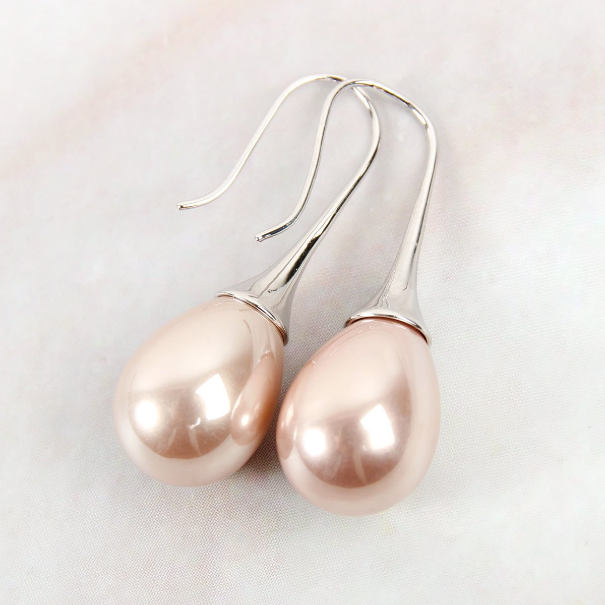 Teardrop Pearl Pull Trough Earrings - 4 COLORS -