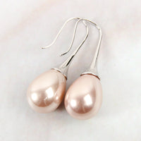 Thumbnail for Teardrop Pearl Pull Trough Earrings - 4 COLORS -