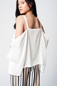 Thumbnail for Q2 - White Cold Shoulders Top - 1 COLOR -