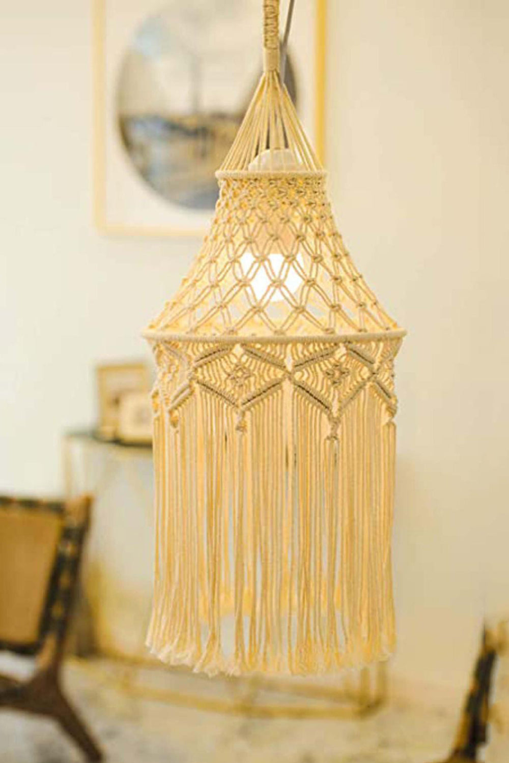 Macrame Hanging Lampshade - 11.8' X 31.5" - T - 2 COLORS -