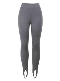 Thumbnail for Ribbed Mid Waist Stirrup foot Leggings - T - 6 COLORS -