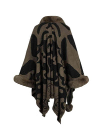 Thumbnail for Faux Fur Trim Poncho - T - 5 COLORS -