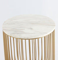 Thumbnail for Mie Side Table - Carrara Marble Top & Gold Base - 19.0