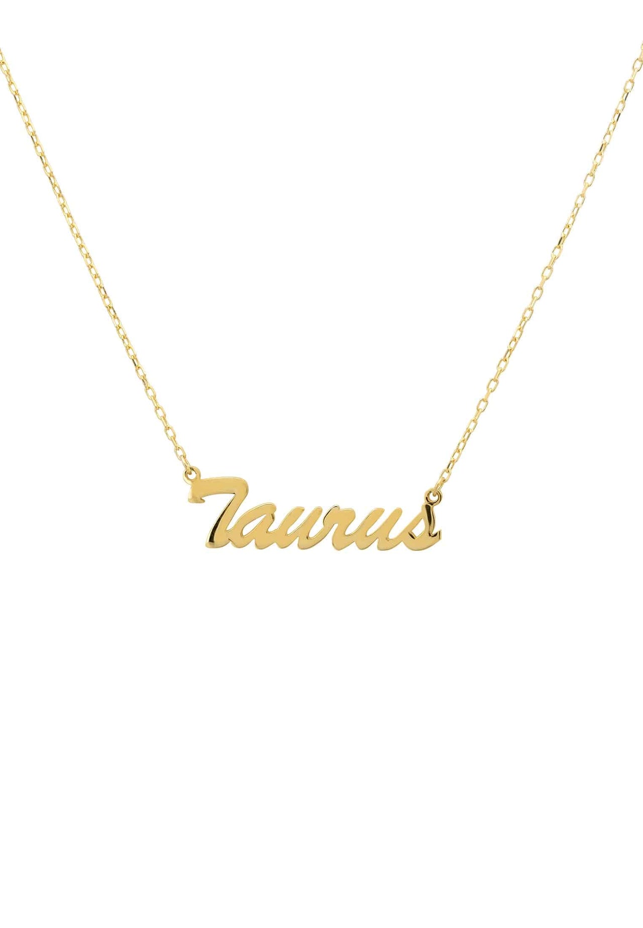 Zodiac Star Sign Name Necklace Gold Taurus -