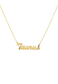 Thumbnail for Zodiac Star Sign Name Necklace Gold Taurus -