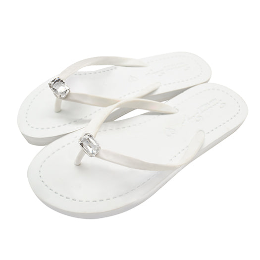 SAND BY SAYA N.Y. - Rectangle Studs - Crystal Flat Flip Flops Sandal - 4 COLORS -