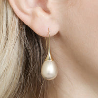 Thumbnail for Teardrop Pearl Pull Trough Earrings - 4 COLORS -