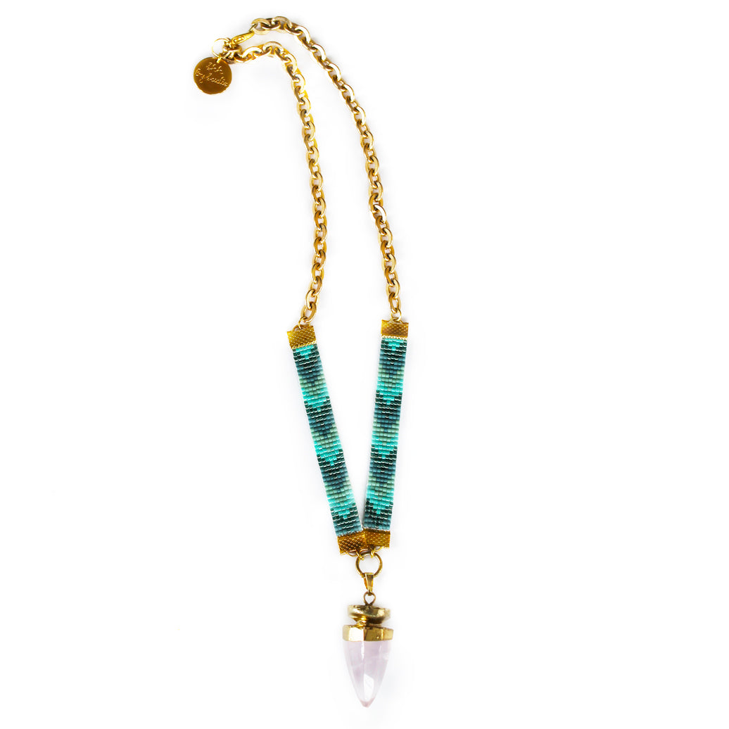 Shh by Sadie - St Tropez Crystal Quartz Necklace - Blue -