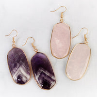 Thumbnail for USA - Natural Oval Stone Earrings - 9 COLORS -