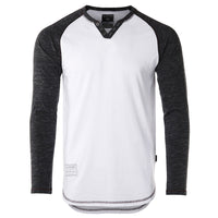 Thumbnail for Long Sleeve Contrast Raglan Henley V-Neck T-Shirts - 1 COLOR