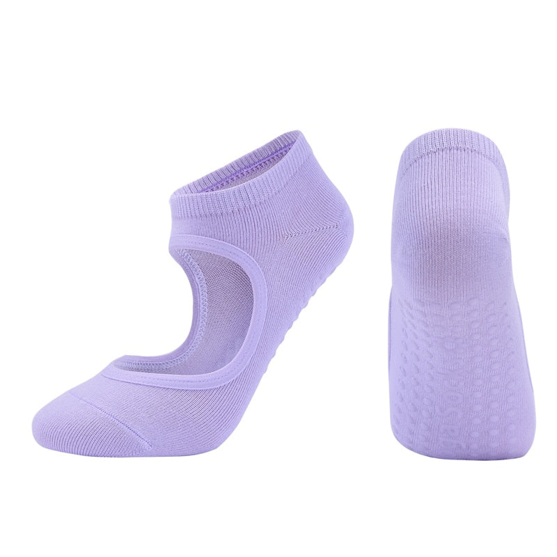 Women  Pilates Socks - Anti-Slip - Breathable, Backless Yoga Socks - Ankle, Ballet Dance Sports Socks - [26 DAY DELIVERY] - 13 COLORS -