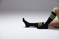 Thumbnail for Women's Black Lime Stripe Knee High Socks - 1 COLOR -