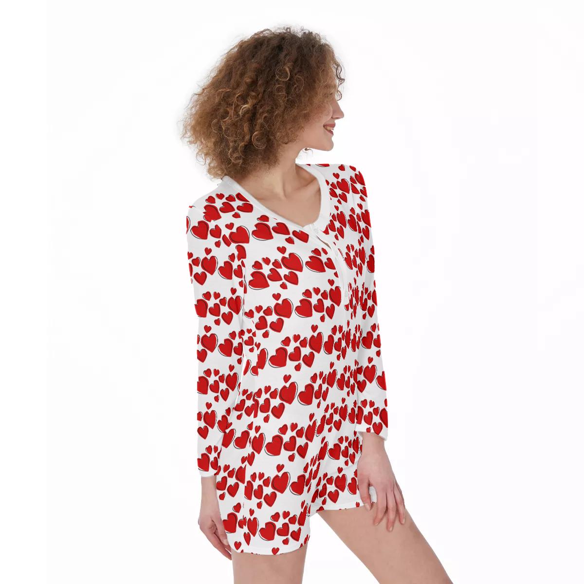 Dancing Hearts One-Piece Women's Pajamas -