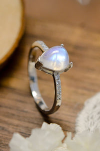 Thumbnail for Natural Moonstone Teardrop Side Stone Ring - T - SIZES 6 THRU 9 -