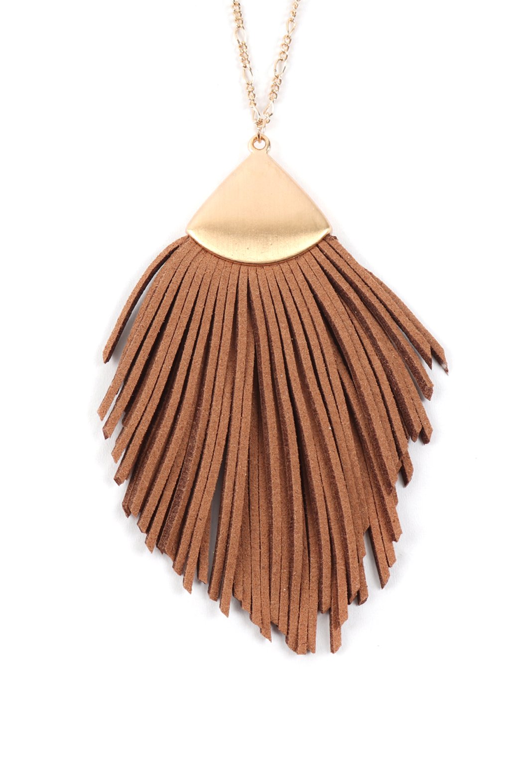 Feather Shape Pu Leather Tassel Necklace - 8 COLORS -