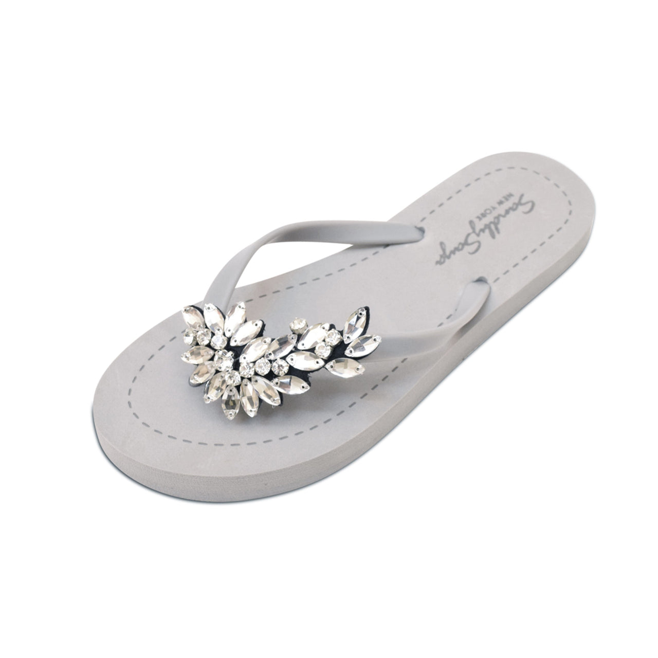 SAND BY SAYA N.Y. - Manhattan Crystal - Rhinestone Flat Flip Flops Sandal - 5 COLORS -