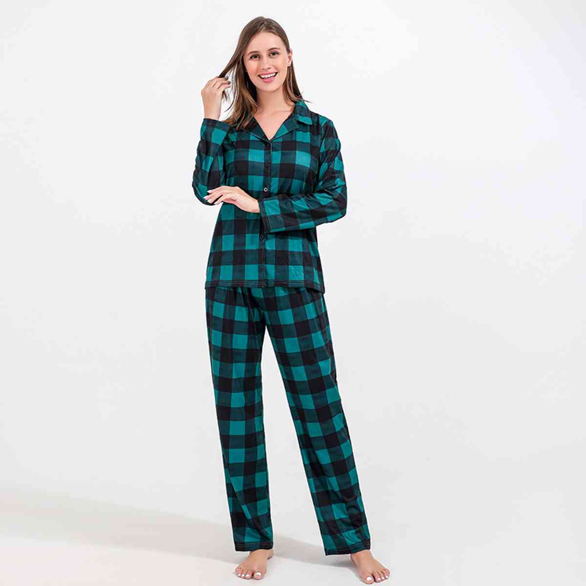 WOMEN Plaid Shirt and Pants Set - T -