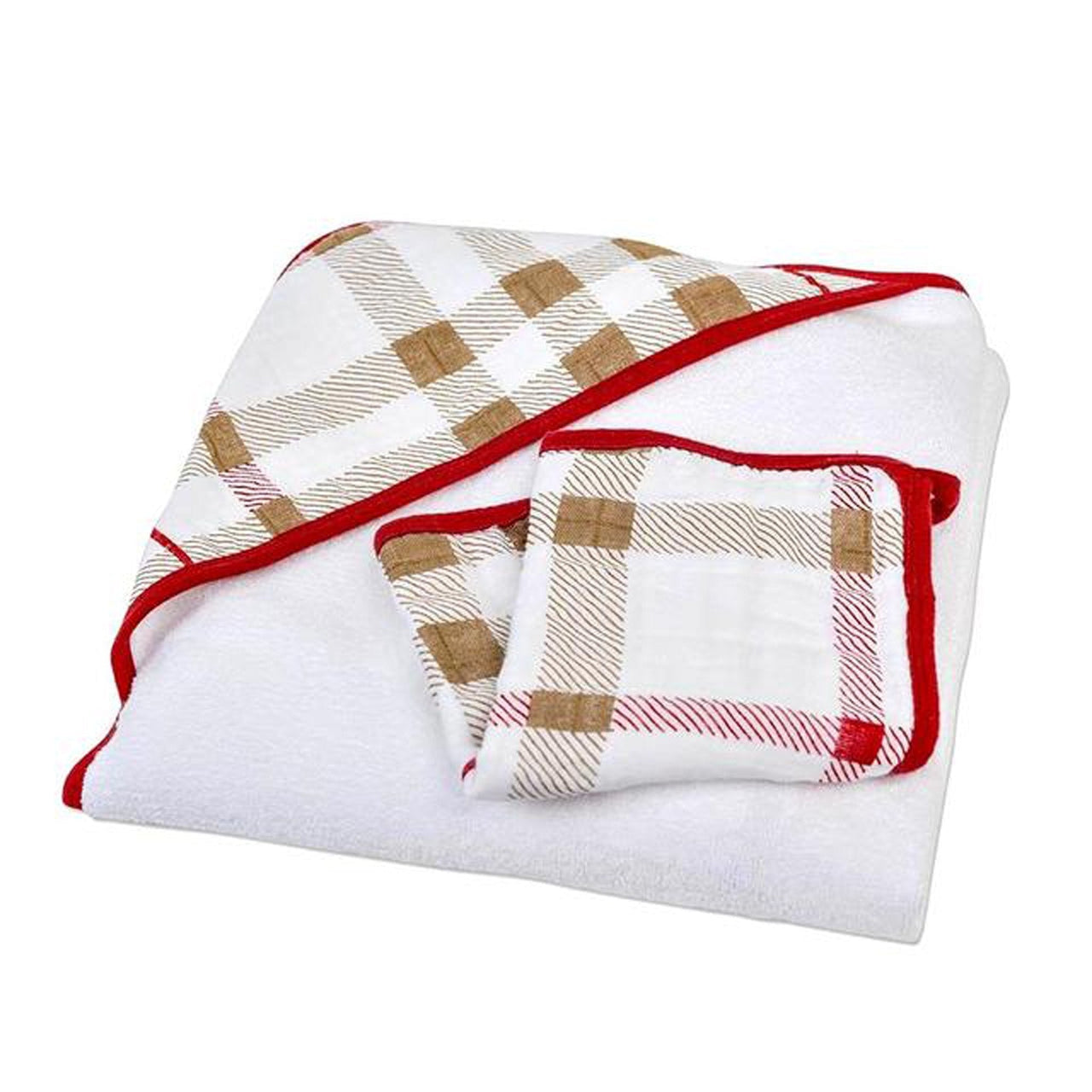 Newcastle - Plaid Cotton Hooded Towel and Washcloth Set -