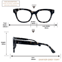 Thumbnail for Sawyer | Grey Tortoise | Blue Light Blocking Glasses - 1 COLOR -