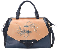 Thumbnail for Bellorita - Koi Large Blue Satchel - Hand Carved and Painted - 1 COLOR -