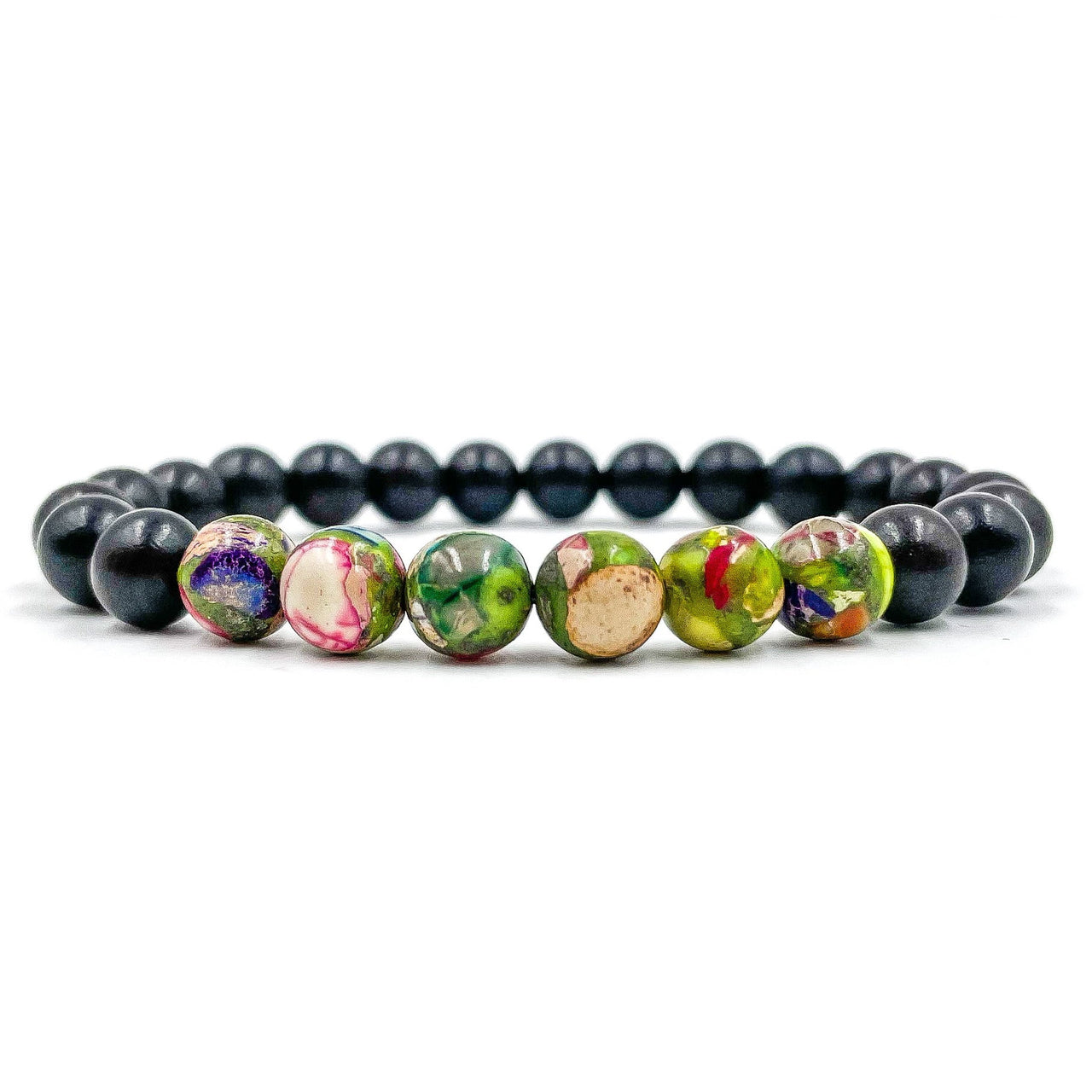 Grove - Rainbow Jasper & Ebony Blackwood Mala Beaded Bracelet -