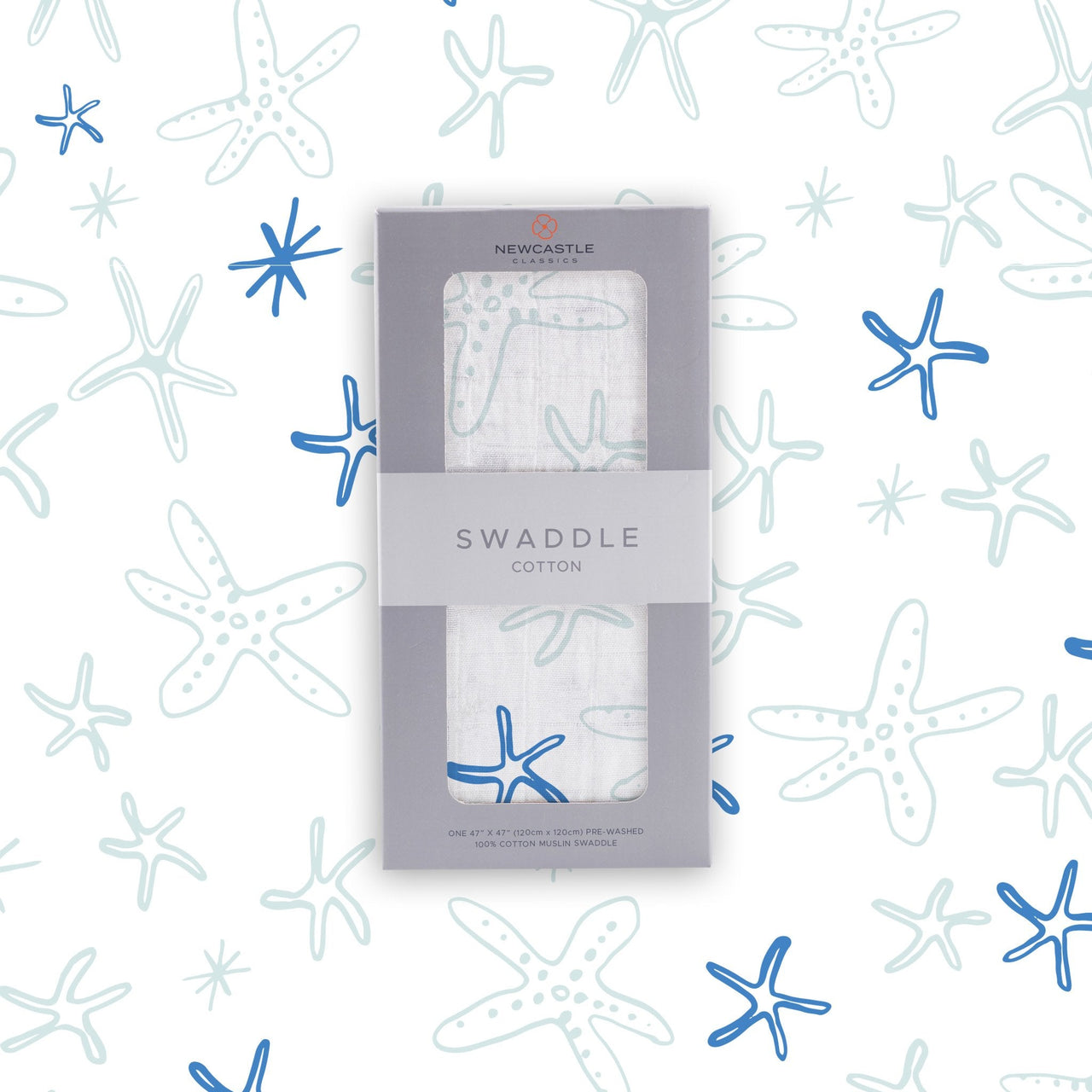 Newcastle - Starfish Cotton Muslin Swaddle -