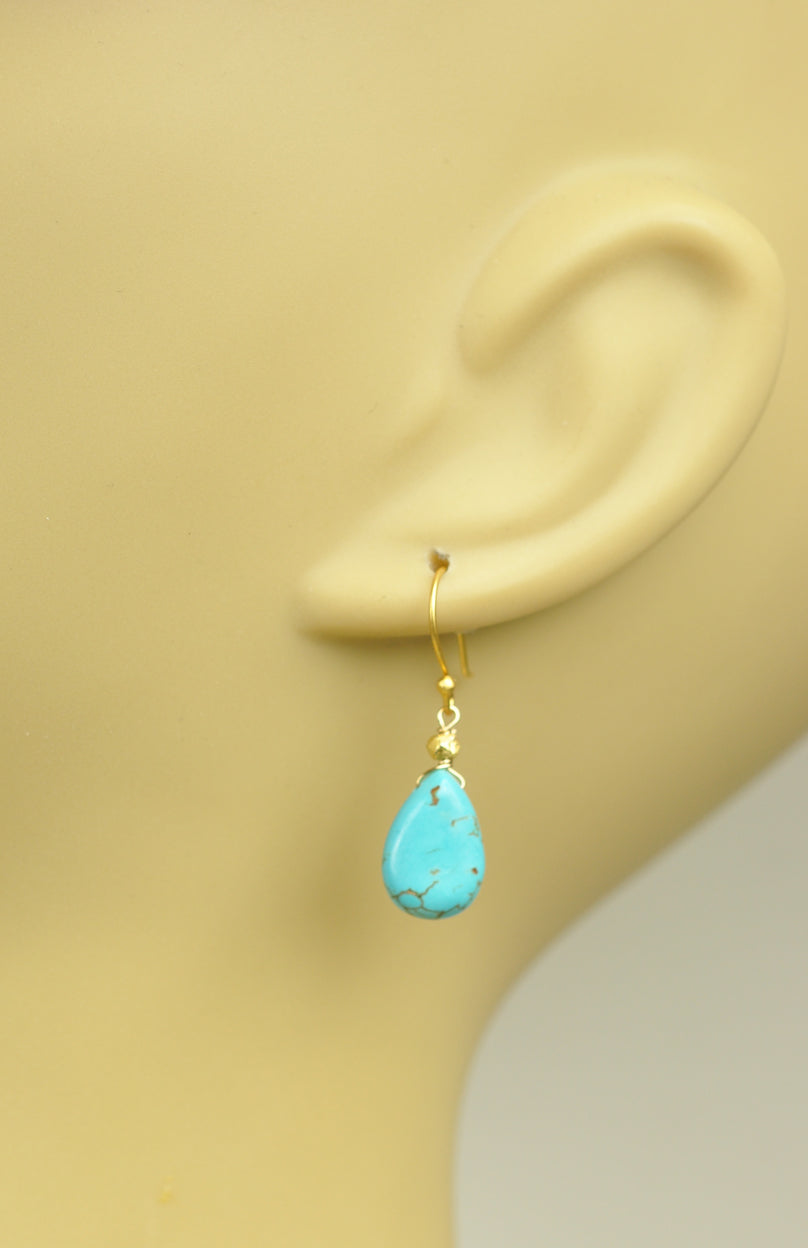 Gena Myint - Turquoise Tear Drop Earrings -