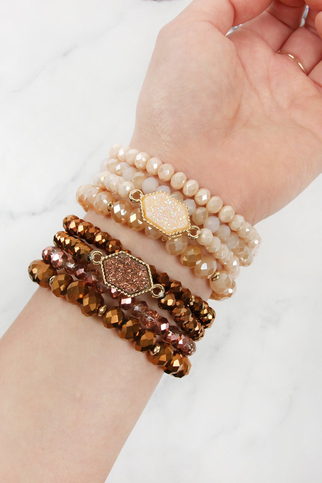 Druzy Glass Beads Bracelet Set - 7 COLORS