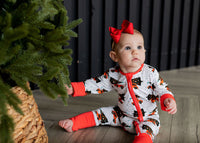 Thumbnail for Eclipse Kids - Tree-Mendous Christmas - Red - Long Sleeve Zipper Sleep Romper -