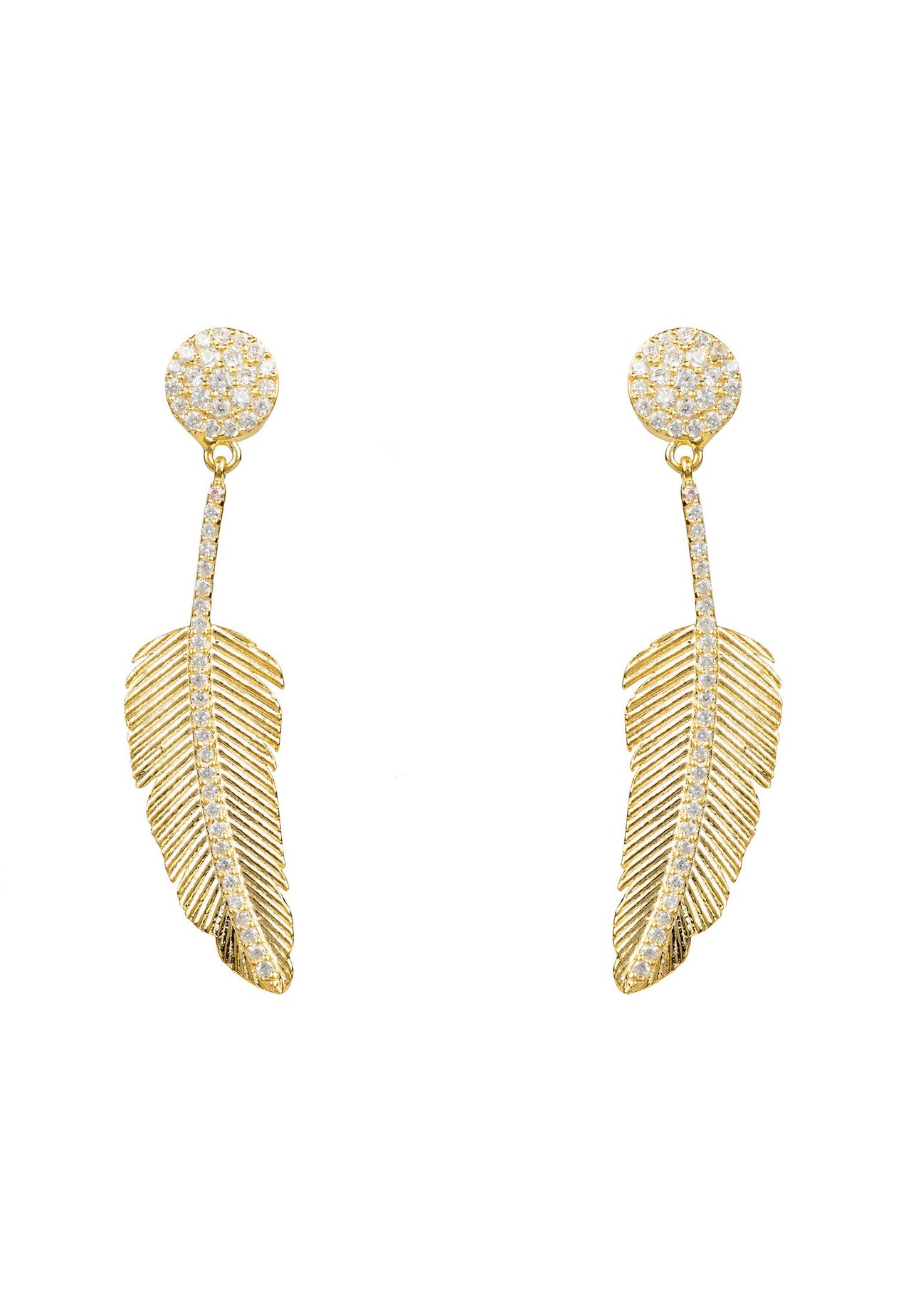 LATELITA - Angelic Feather Drop Earrings Gold -