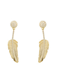 Thumbnail for LATELITA - Angelic Feather Drop Earrings Gold -