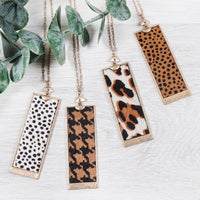 Thumbnail for Rectangle Shape Leather Pendant Necklace - 7 COLORS -