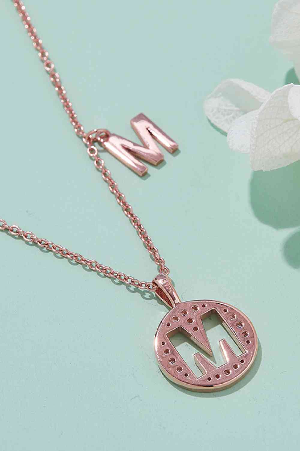 Moissanite K to T Initial Pendant Necklace