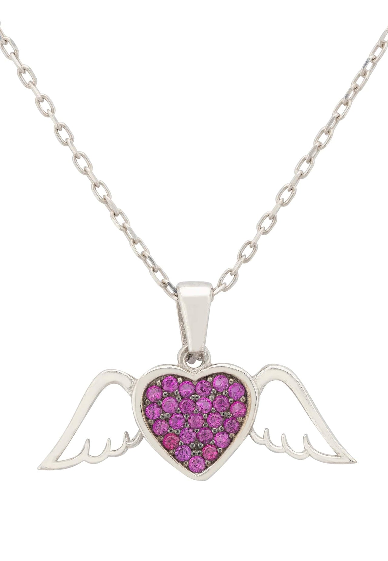 LATELITA - Wings of Love Heart Ruby Cz Necklace Silver -