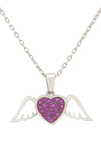 Thumbnail for LATELITA - Wings of Love Heart Ruby Cz Necklace Silver -