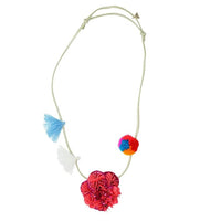 Thumbnail for SAND BY SAYA N.Y. - Pink Flower Embellished Kids Pom Pom Necklace - 1 COLOR -