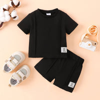 Thumbnail for Round Neck Short Sleeve Tee and Shorts set - 2 PCS - T - 1 COLOR -