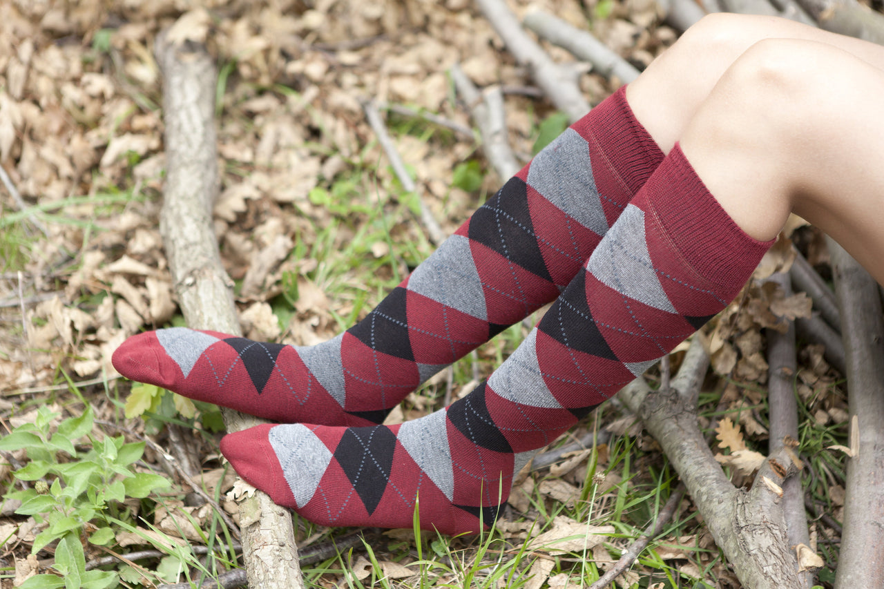 Women's High-Class Argyle Knee High Socks Set - 5 PACK -